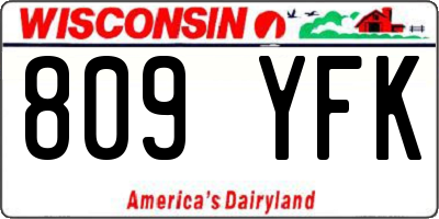 WI license plate 809YFK