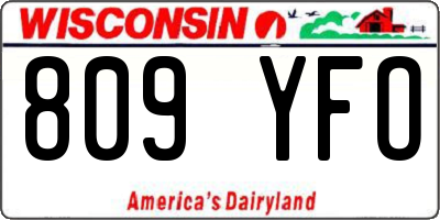 WI license plate 809YFO