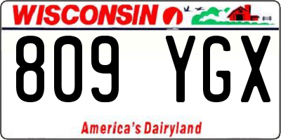 WI license plate 809YGX