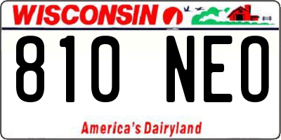 WI license plate 810NEO