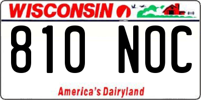 WI license plate 810NOC
