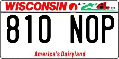 WI license plate 810NOP