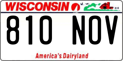 WI license plate 810NOV