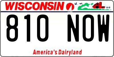 WI license plate 810NOW