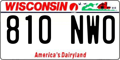 WI license plate 810NWO