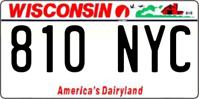 WI license plate 810NYC
