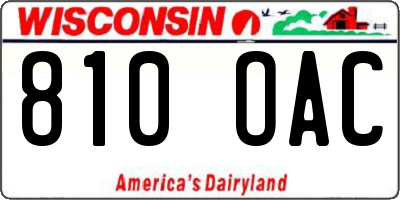 WI license plate 810OAC