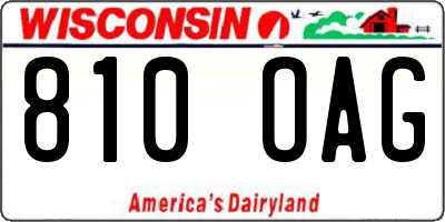 WI license plate 810OAG