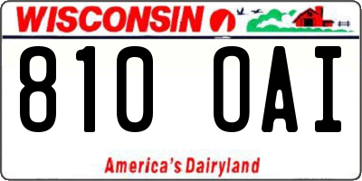 WI license plate 810OAI