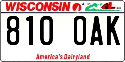 WI license plate 810OAK