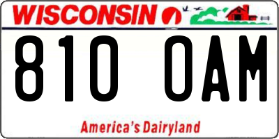 WI license plate 810OAM