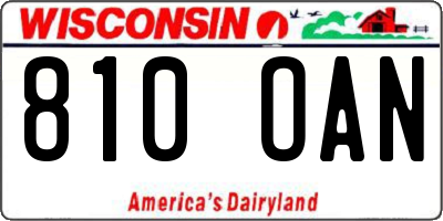 WI license plate 810OAN