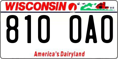 WI license plate 810OAO