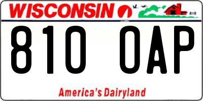 WI license plate 810OAP