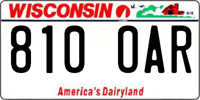 WI license plate 810OAR