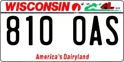 WI license plate 810OAS