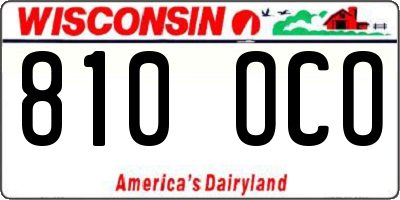 WI license plate 810OCO