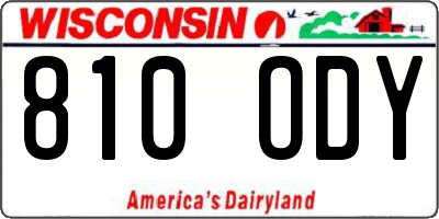 WI license plate 810ODY