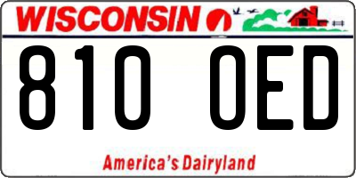 WI license plate 810OED