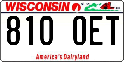 WI license plate 810OET
