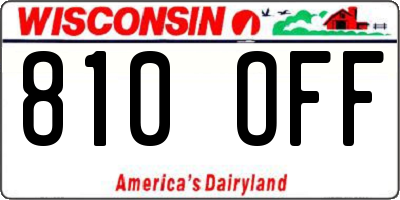 WI license plate 810OFF