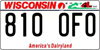WI license plate 810OFO