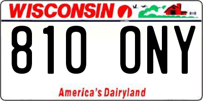 WI license plate 810ONY