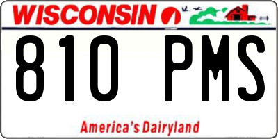 WI license plate 810PMS