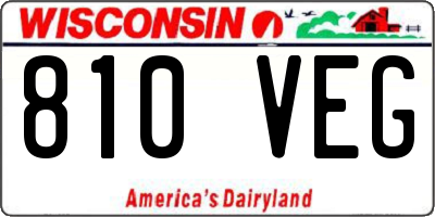 WI license plate 810VEG