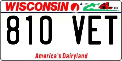WI license plate 810VET