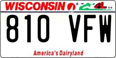 WI license plate 810VFW