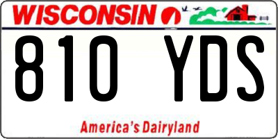 WI license plate 810YDS