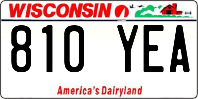 WI license plate 810YEA