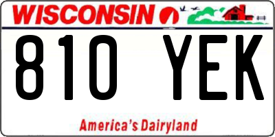 WI license plate 810YEK