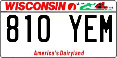 WI license plate 810YEM