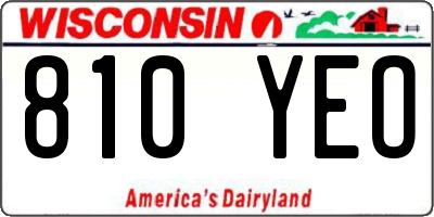 WI license plate 810YEO