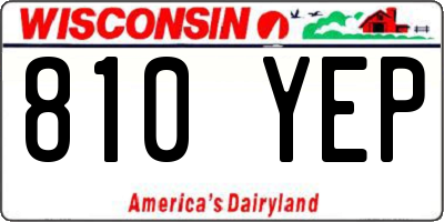 WI license plate 810YEP