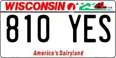 WI license plate 810YES