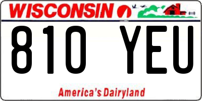 WI license plate 810YEU