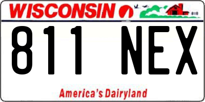 WI license plate 811NEX