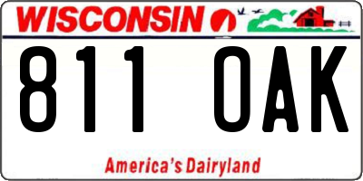 WI license plate 811OAK