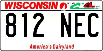 WI license plate 812NEC