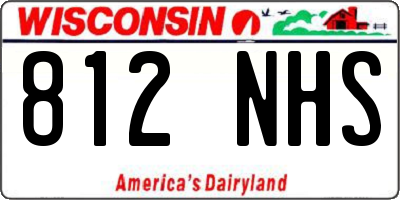 WI license plate 812NHS