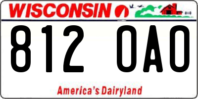 WI license plate 812OAO