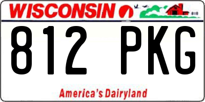 WI license plate 812PKG