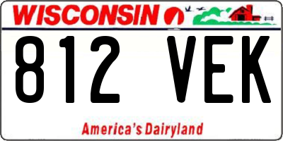 WI license plate 812VEK