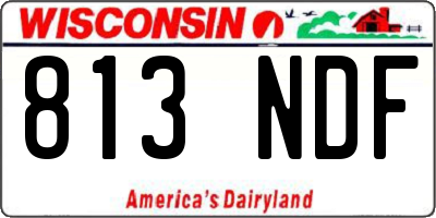 WI license plate 813NDF