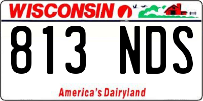 WI license plate 813NDS