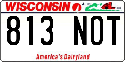 WI license plate 813NOT
