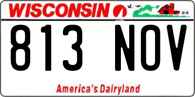 WI license plate 813NOV